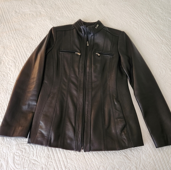 Jones New York Leather Jacket H - Picture 5 of 9